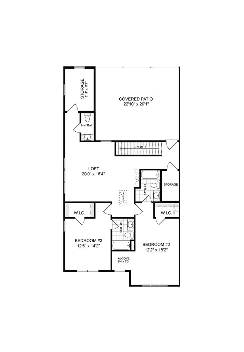 Second floor of the available Mew townhome end unit at Ruisseau in Woodstock, GA.